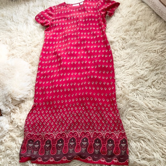 Nordstrom | Red Black Maxi Dress Floral Print Slit Large Paisley Print - Picture 10 of 11